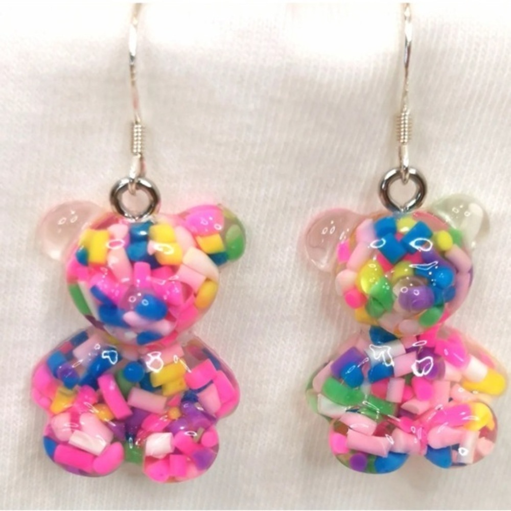 NWT - Sprinkle Candy Rainbow Resin 3D Earrings Set